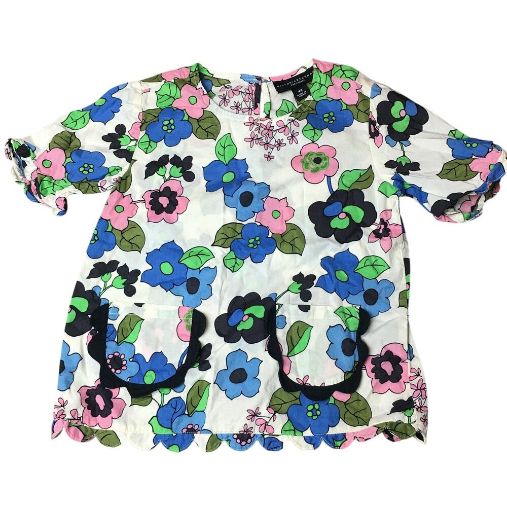 Victoria Beckham for Target Girls Floral Cotton Multicolor Top Short Sleeve XS